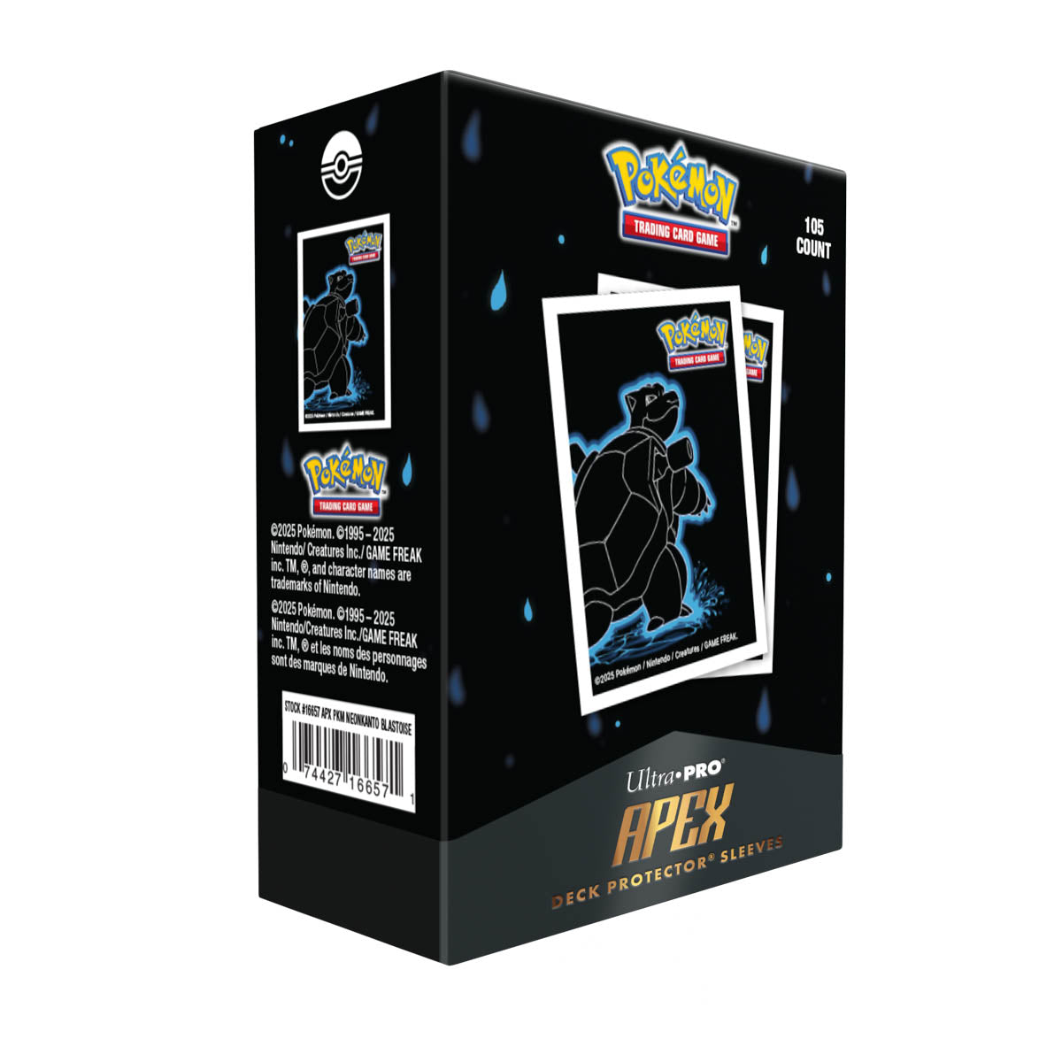 Ultra-Pro APEX Deck Protector Sleeves Blastoise Neon Kanto 105 count box