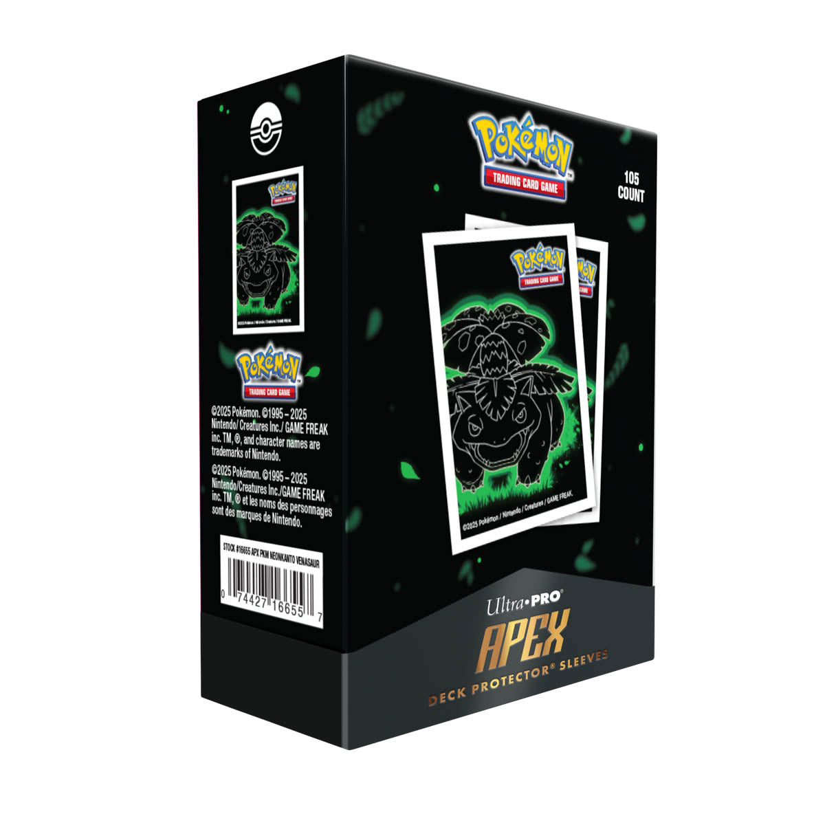 Ultra-Pro APEX Deck Protector Sleeves Venusaur Neon Kanto 105 count box