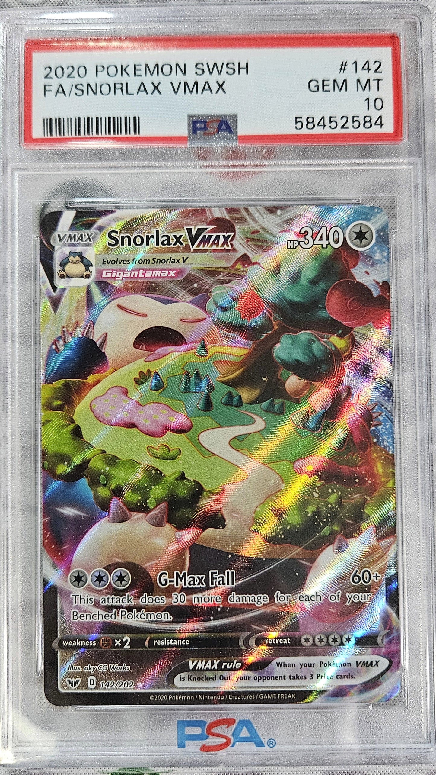 Snorlax Vmax 142 Sword & Shield Base PSA 10