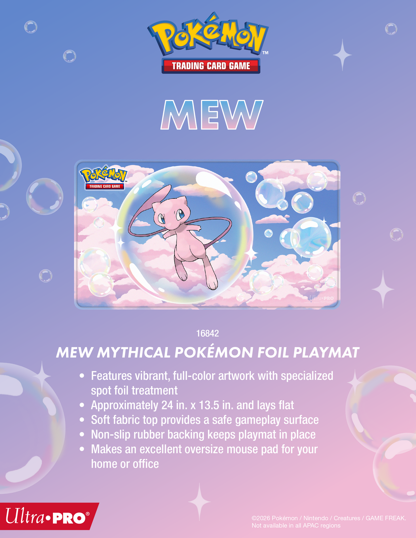 Mew Mythical Pokémon Foil Playmat for the Pokémon Trading Card Game