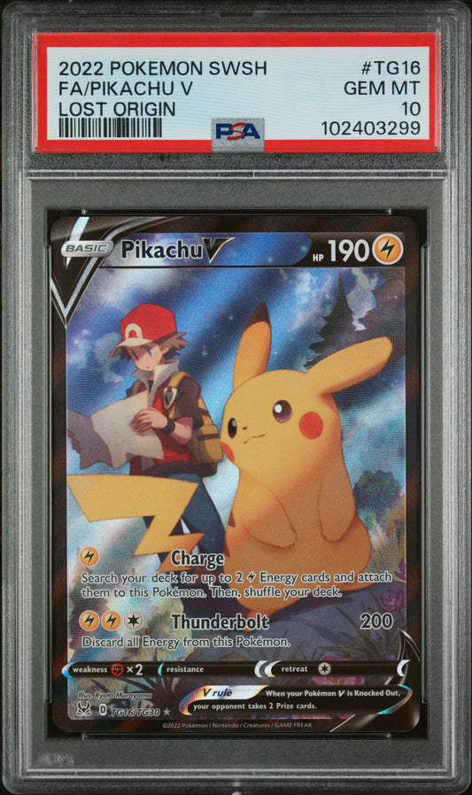 Pikachu V TG16 Lost Origin PSA 10